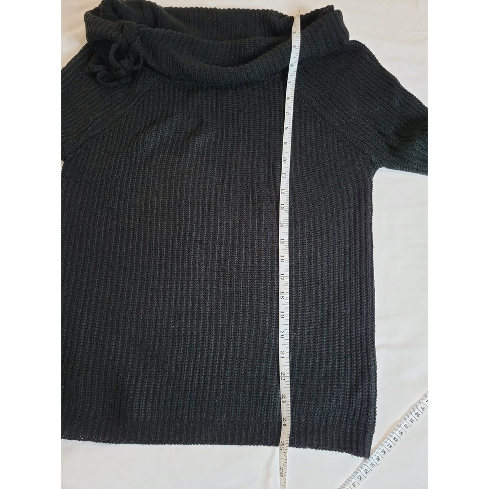 Ambiance‎ Apparel 100% Acrylic Black Sweater Folded Wide Neck Long Sleeve Sz S - Picture 9 of 16